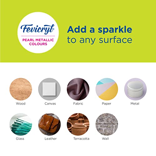 Image of Fevicryl Acrylic Pearl Metallic 100ML Colour Combo | Paint on Canvas, Wood, Earthenware, Stone, thermocol, Metal, Leather, Glass | Ideal for Artists, Beginners and Gifting