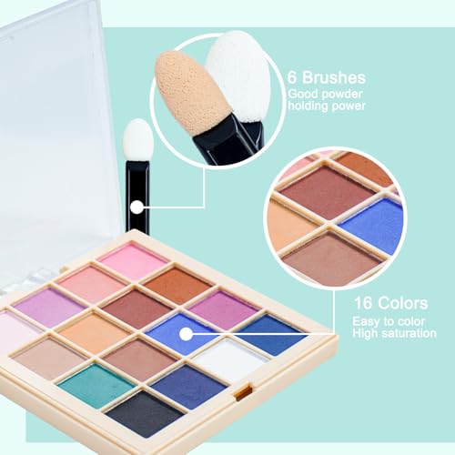 Image of 16 Colors Nail Pigment Powder Palette, Solid Pigment Powder for Nails Set Colored Pigmentos para Unas, Nail Art Palette Manicure DIY Accessories