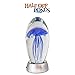 HALF OFF PONDS - 6 inch Blue Glass Jellyfish Paperweight, Glow In The Dark with 6-Color Changing LED Lighted Base Stand