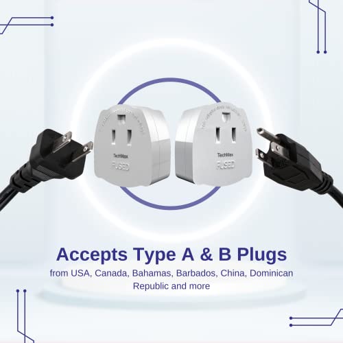 TechMax US to UK Plug Adapter Pack of 2 Type A and B to Type G Plug Adapter USA to UK Travel Adapter Accepts Canada, Mexico - Image 2
