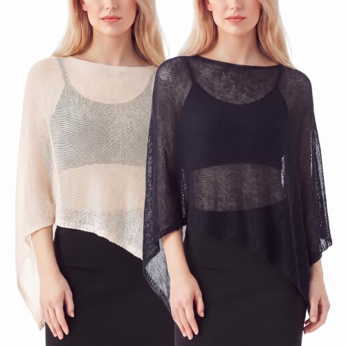 Image of Women Sheer Poncho Shrug Summer Sheer Blouse Top Lightweight Poncho Bolero for Evening Dress