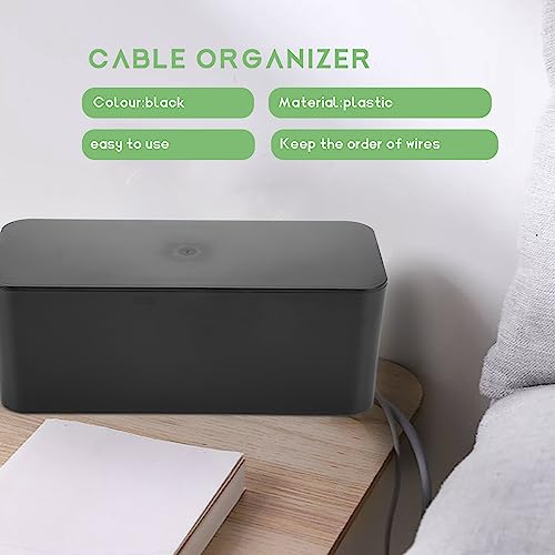 Boîte de gestion des câbles noire au design minimaliste pour bureau