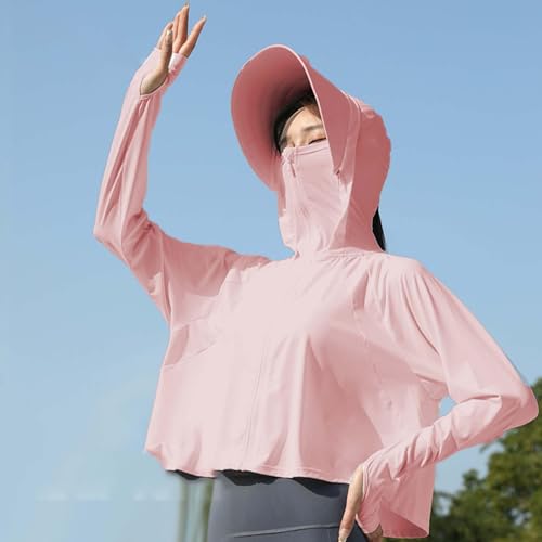 Sudadera con capucha para senderismo de mujer que incluye bufanda integrada y protección UV 4