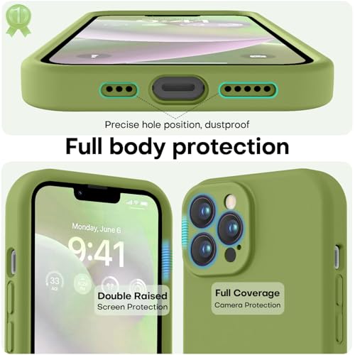 Image of LOVE 3000 Designed for iPhone 13 Pro Max Case, Premium Silicone with [Soft Anti-Scratch Microfiber Lining] Shockproof Protective Phone Case for Men Women Girls 6.7 inch, Cedar Green