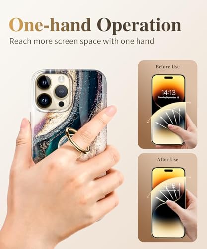 Image of Mizi Marble Cell Phone Ring Holder, Metal Kickstand Grip for Magnetic Car Mount Compatible with iPhone 16 /15 /14 /13 /12 Series & Galaxy S24 /S23 Ultra and Other Phones - Golden Sand