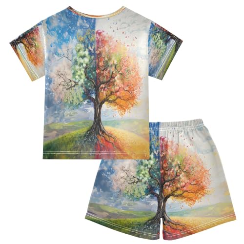 senya Short Sleeve Pajamas Sets Summer Cotton Sleepwear Huge Tree Four Season2