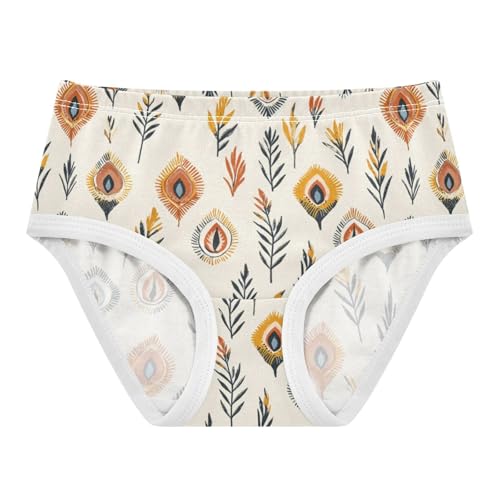 ZZKKO Bohemian Leaves Pattern Girls Underwear Toddler Panties for Girls Comfort Brief Size 2-8T