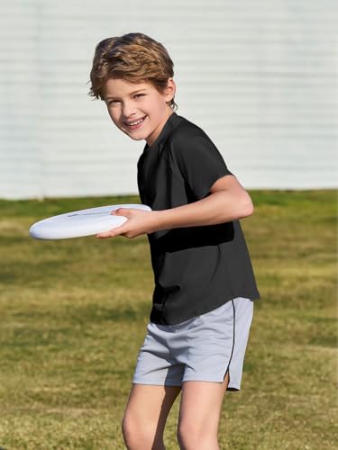 Haloumoning Boys Short Sleeve Athletic T-Shirts Kids Basic Quick Dry Lightweight Performance Tees 5-14 Years3