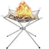 Tragbare Feuerstelle, Außenkamin mit Tragetasche, Edelstahl -Holzkohlenetz und Klappständer Picknick -Lagerfeuer for Picknicks, Camping, Lagerfeuer, Staycations Home Outdoor Gardens
