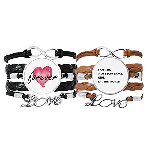 Bracelets en cuir inspirants I Am The Powerful Girl pour célébrer la confiance
