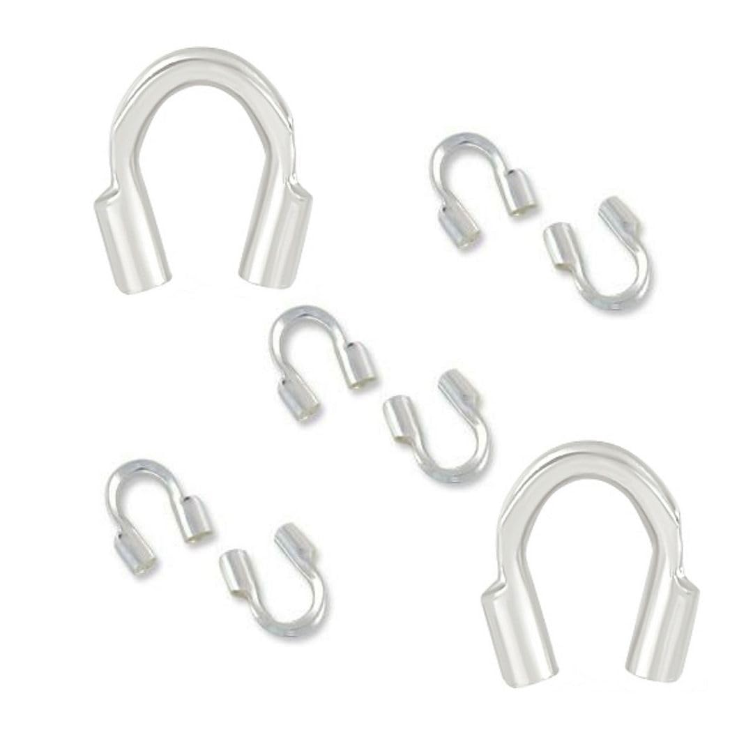 20pcs Adabele Authentic Sterling Silver Hypoallergenic Small Wire Guard Thread Protector Loop Guardian Cable Thimble (Hole 0.6mm) for DIY Craft Jewelry Making SS367