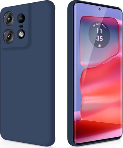 Image of DIZORO Microfiber Candy Case Compatible for Motorola Edge 50 Pro 5g Smooth Touch Cushion Liquid Soft Silicone Gel Rubber Phone Cases Non-Slip Full Body Protective Shockproof Back Cover (Navy Blue)