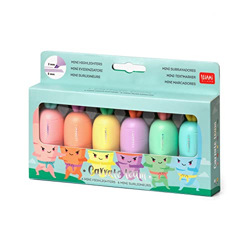 Legami HC0001 - Juego de 6 minimarcadores de mano, para trazos finos y gruesos, color pastel, secado rápido