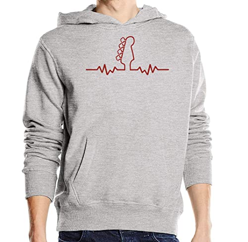 Sweat à capuche basse pour bassiste avec motif heartbeat en coton gris