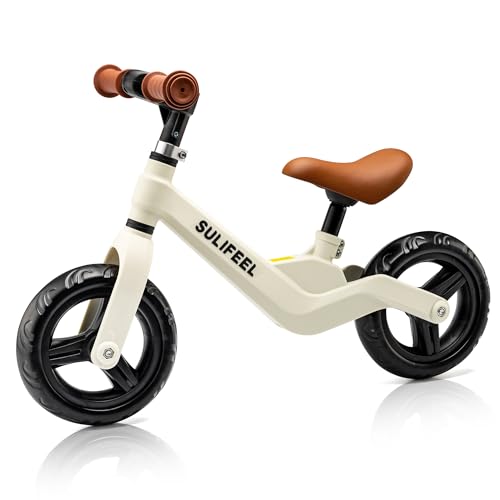 Image of SULIFEEL Adjustable Lightweight Kids Baby Balance Bike 1-5 Year Old Boy Girl Birthday Gift, Two Wheels Chlidren's Toddler Walking Bike for 1 2 3 4 5 Year Old Pre-School Toy - White