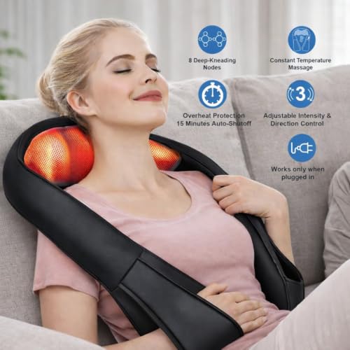 Image of Enem Back Massager for Pain Relief, Back Massager with Compression, With 1 Year Warranty from enem, Wireless Portable Shiatsu Massage Machine, Electric Deep Tissue 4D Kneading Massage for Pain Relief and Muscle Relax