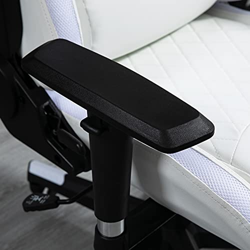 Vinsetto Silla Gaming Ergonómica Reclinable Altura Ajustable con Reposabrazos 2D Luz LED Control Remoto e Interfaz USB Silla Gamer Profesional con Cojines 68x68x126-136 cm Blanco y Negro