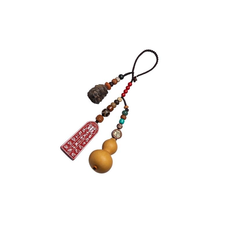 ADERFETBI Llavero Cinabrio Duobao Duofu Colgante de Coche Llavero de Madera de Madera de agar, Adornos Colgantes de Calabaza Mochila Decoración de Llaves Llavero Coche