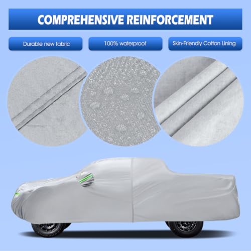 Image of Car Cover Custom Fit for Ford Ranger Short Bed, Migaven Waterproof Full Exterior Cover Sun Rain Protection with Door Zipper (Not Include Mirror Pocket)