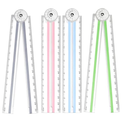 SiumPklay 4 Pack Foldable Rulers 30cm, Clear Plastic Folding Ruler for School Office Drawing – Shatterproof Lightweight Multi-Purpose Measuring Tool