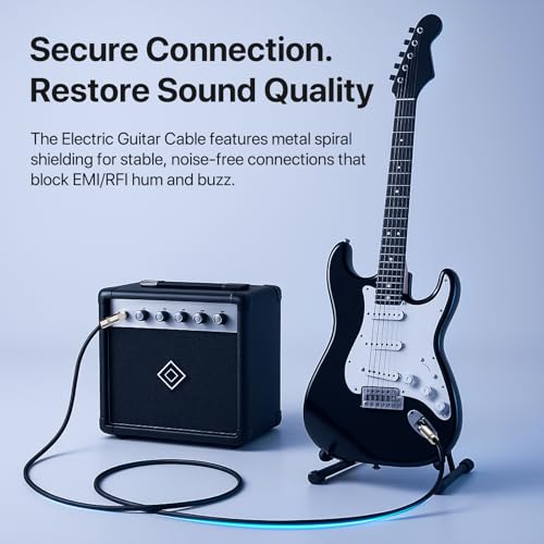 Image of Short Guitar Cable 6.6ft, 2-Pack, TS 1 /4 Quarter Inch Cords Braided