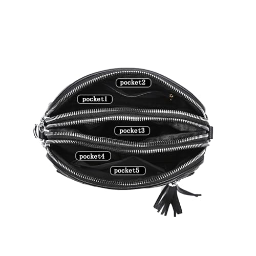 Quilted Crossbody Bag for Women Vegan Leather Handbags Shoulder Purse with Tassel Multi Pocket Purses3