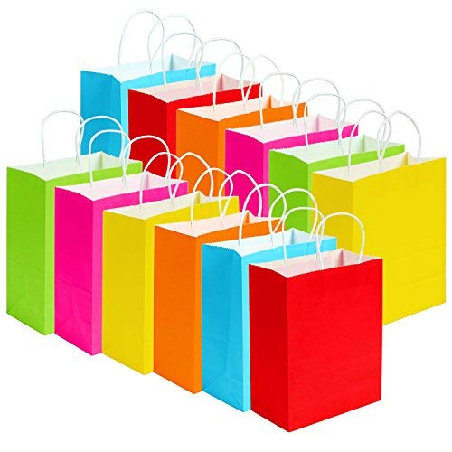 Kerber 18 Stück Papiertüten 10,6 x 8,6 x 4,3 Zoll Kraft Einkaufstasche Geschenktüte Cover