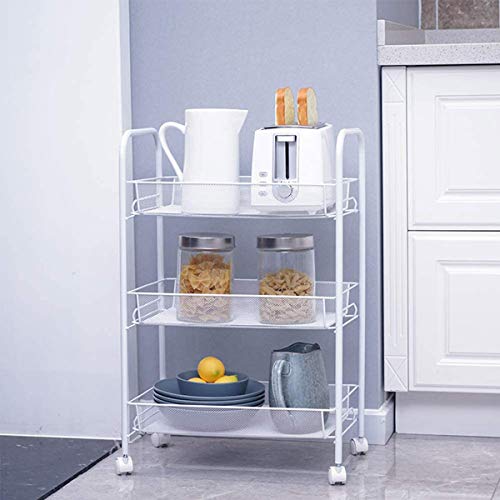 Keukenrekken Vloer Meerlaagse Beweegbare Karren Groenteband Wiel Opbergrek Multifunctioneel (45x27x63cm)(Color:wit) - Image 7