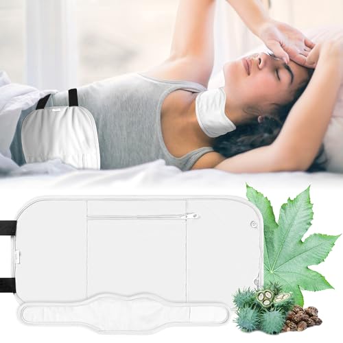 Image of Reusable Castor Oil Pack Wrap for Liver Detox, Castor Oil Wrap for Stomach Less Mess, Elastic Strap Organic Cotton Machine Washable Anti Oil Leak 2pcs, White