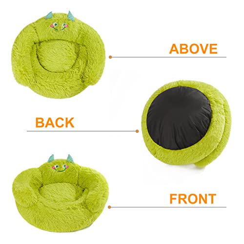 Jiupety Hundebett Katzenbett Flauschig, Donut Hundebettn Grosse Hunde, Orthopädisches Hundebett Hundehütte Indoor, Hundekorb Größe L (69 x 69 x 36 cm), Cartoon Dog Bed, Grün