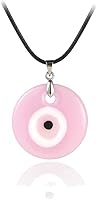 Vista 1 de Caiyao - Colgante de ojo malvado con cuerda de cuero de vidrio, collar turco de la suerte para hombres y mujeres