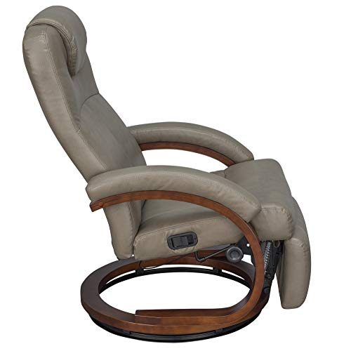 Sillón reclinable moderno de piel sintética beige miniatura 7