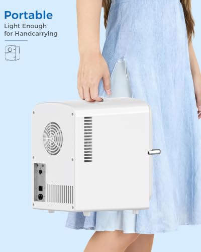 Image of Electactic Mini Fridge for Skincare, 4L /6 Cans Portable Compact Cosmetic Fridge, Desktop Fridge with AC /DC Adapters, Observation Window, Small Cooler and Warmer for Beverage, Makeup, Bedroom, White