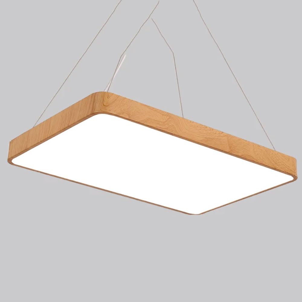 Luminaire de plafond LED rectangulaire imitation bois 6500K pour îlot de cuisine