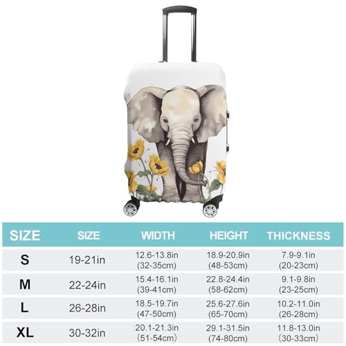 Elephant And Sunflower Travel Luggage Cover Anti-scratch Suitcase Cover Elastic Suitcase Protective Cover Fits 19-32 Inch Luggage L2
