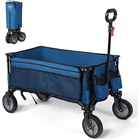 Timber Ridge Bollerwagen Faltbar Strand Handwagen mit Seitentasche Getränkehalter verstellbarem Griff, Gartenwagen Strandwagen für Alle Gelände, Draussen Camping Einkaufen, 100kg Belastbarkeit Cover