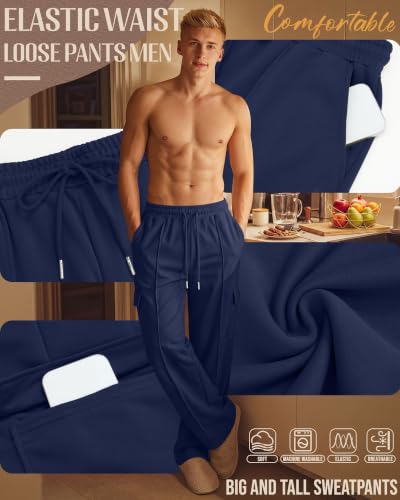 Image of Neer Men's Big and Tall Cargo Sweatpants Baggy Pants