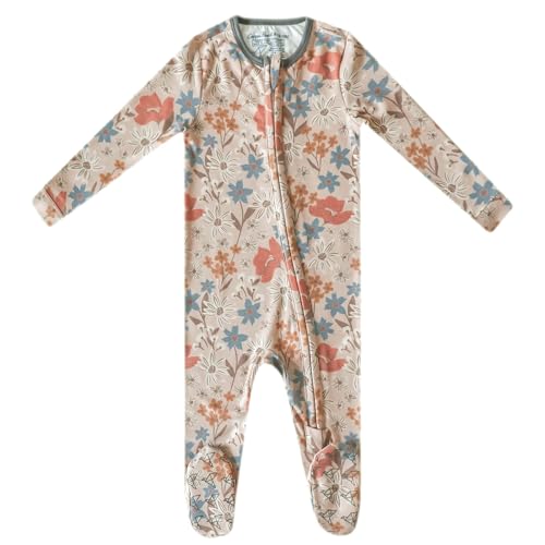 Image of Copper Pearl Zip-Up Footie Baby Pajamas - Soft Newborn Onesies for Boys & Girls, Tag-Free with Two-Way Zipper Baby Sleepers for Newborn - 24 Months, Eden