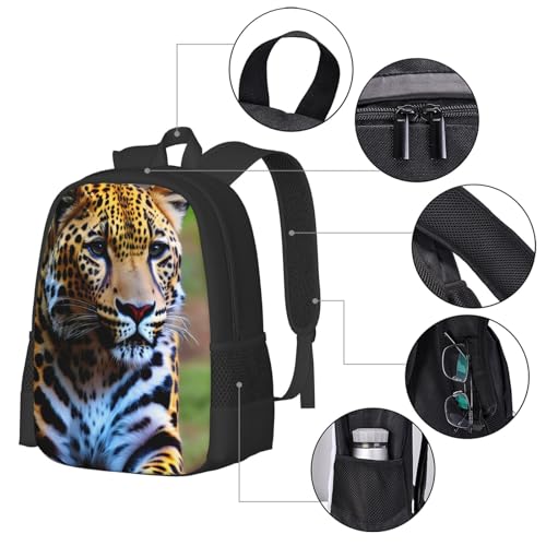 Funny Leopard Backpack with One Compartment 17 Inch Casual Daypack Travel Bookbag3