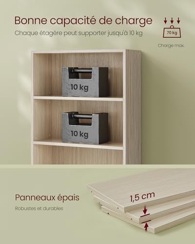 VASAGLE Custos Collection - Bibliothèque, Étagère sur 6 Niveaux, Meuble de Rangement Ouvert, Étagère, pour Salon, Bureau, Salle à Manger, Beige Naturel LBC169L01 – vue 8
