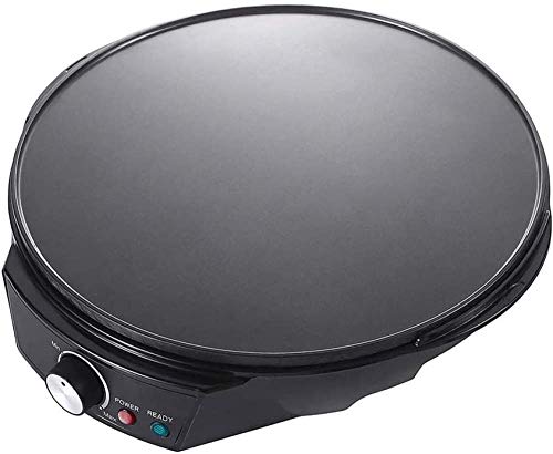 Crepera eléctrica con placa antiadherente y temperatura ajustable, incluye accesorios para uso doméstico y cocina