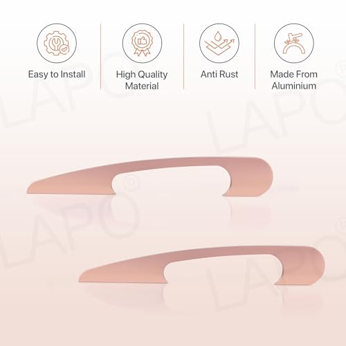 Image of LAPO 8 Inch Cabinet Handles for Kitchen Furniture, Pull Handle for Drawer and Cupboard, Smooth Grip Design, Corrosion Resistant Finish, Hole to Hole Size 16 cm, Easy Install (Rose Gold, Pack of 6)