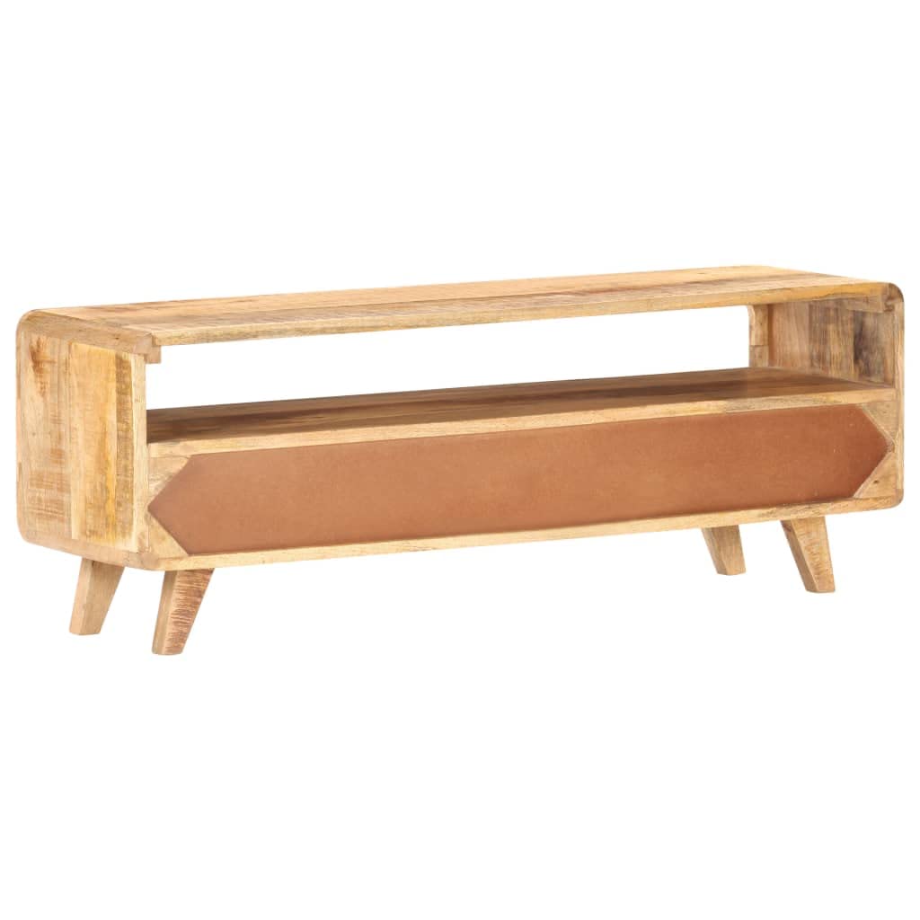 Hothingwell Szafka pod telewizor z litego drewna mango surowe 117x30x41 cm | 3 szuflady, 1 przegródka, miejsce na DVD i konsole, unikalne dzięki naturalnym smugom