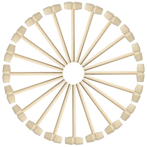 Image of 24 Pcs Mini Wooden Hammers for Breakable Chocolate, Natural Wood Toy Mallets for Kids