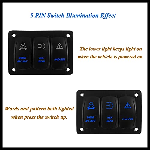 Image of 3 Gang Custom Toggle Switch Panel Blue Led Waterproof UTV Rocker Switch Panel for Car Boat Truck Off Road Vehicle RV RZR IP66