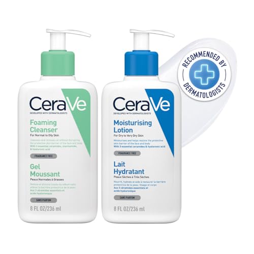 Image of CeraVe Daily Skincare Combo For Normal To Oily Skin | Foaming Cleanser - Dermatologist-Developed Facewash 236 Ml & Moisturizing Lotion - Formulated With 3 Essential Ceramides 236 Ml