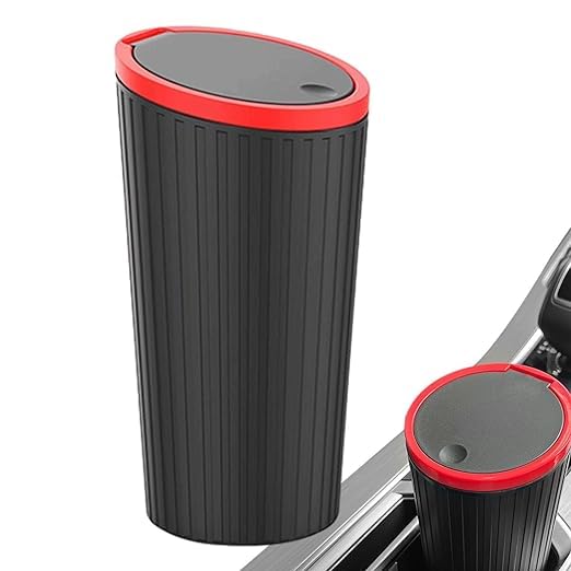 BLURISM Press On Switch Type Round With Cover Car Trash Can, Garbage Bin Storage Vehicle Waste Holder Garbage Organizer Holder The Cars Watertight Plastic Trash Can Rack-image-4