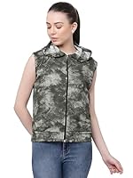 UZARUS Women's Sleeveless Hooded Training Sports Gym Jacket (XXL, Green)