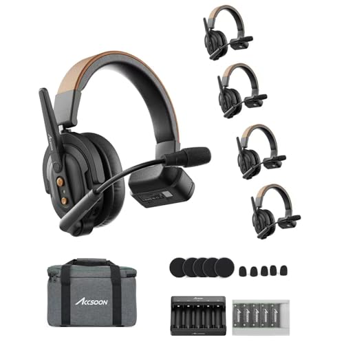 Accsoon Como SE Wireless Headset Intercom System 5-Person Full Duplex 1312ft Team Communication Group Talk, 30+Hour Battery Life