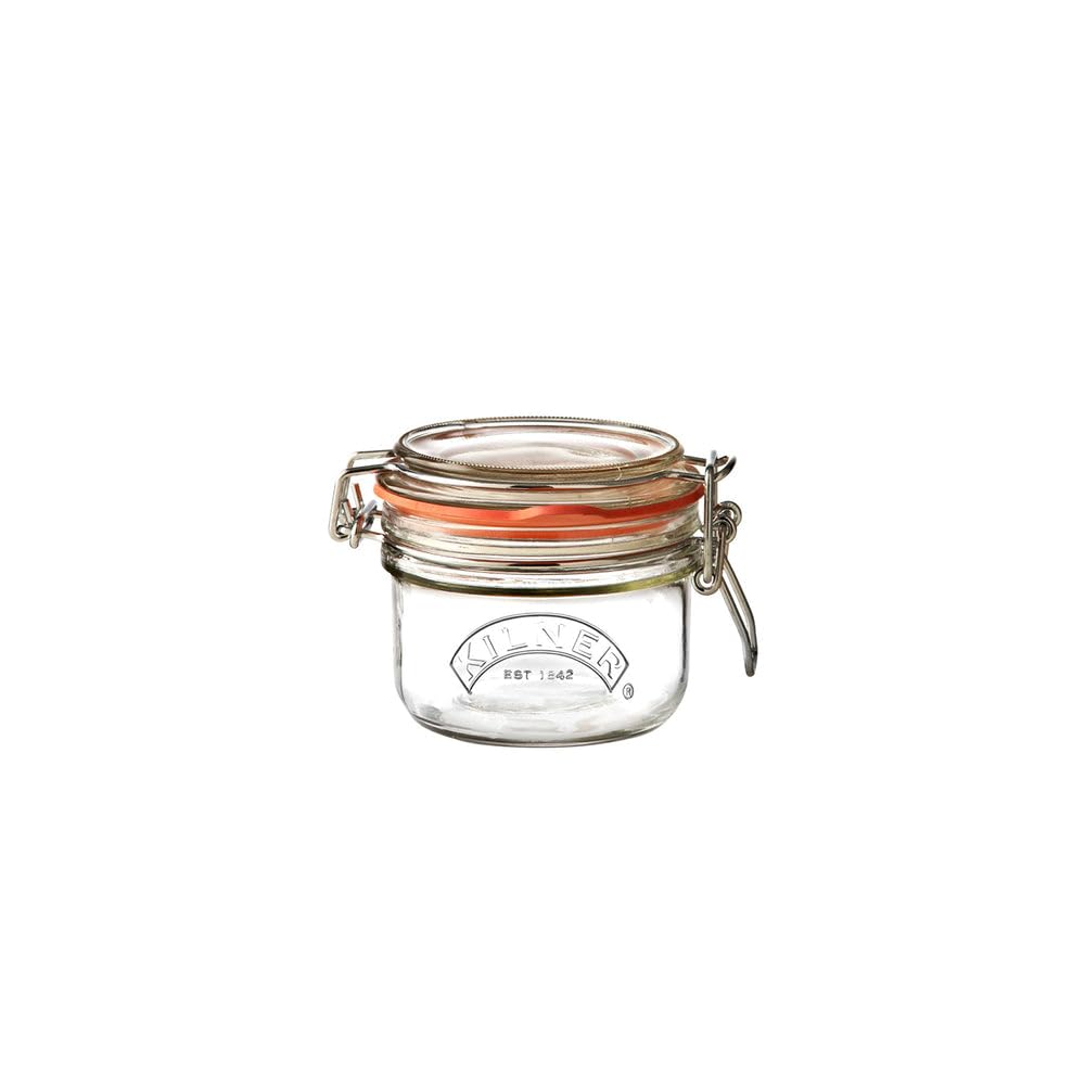 Kilner Round Clip Top Jar 0.125 Litre (125ml) Airtight Glass Storage Jar for Preserving Spices Dry Foods Reusable